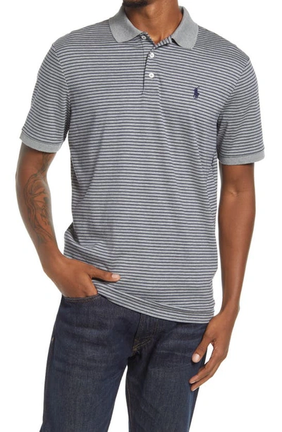 Shop Polo Ralph Lauren Classic Fit Pinstripe Polo In Steel Heather/ French Navy