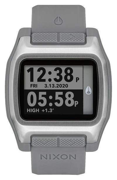 Shop Nixon High Tide Digital Silicone Strap Watch, 44mm In Gray