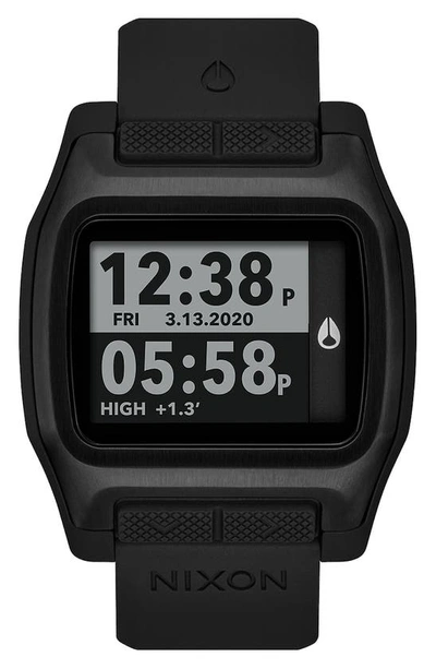 Shop Nixon High Tide Digital Silicone Strap Watch, 44mm In All Black