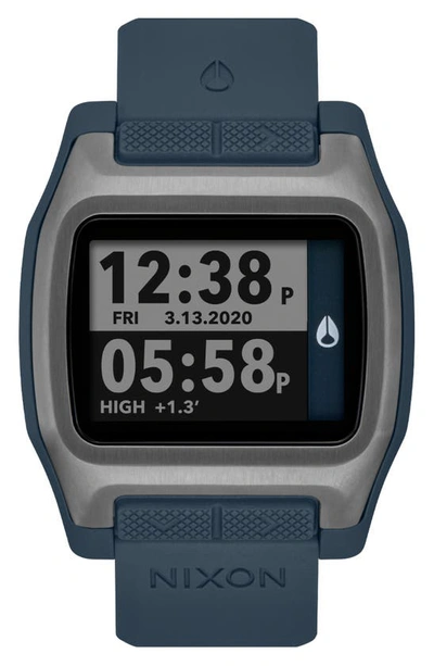 Shop Nixon High Tide Digital Silicone Strap Watch, 44mm In Dark Slate