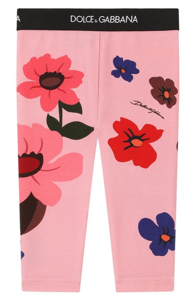 Shop Dolce & Gabbana Floral Print Leggings In Fuxia Prnt
