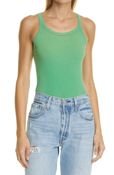 Shop Re/done Ribbed Tank Top In Faded Jade