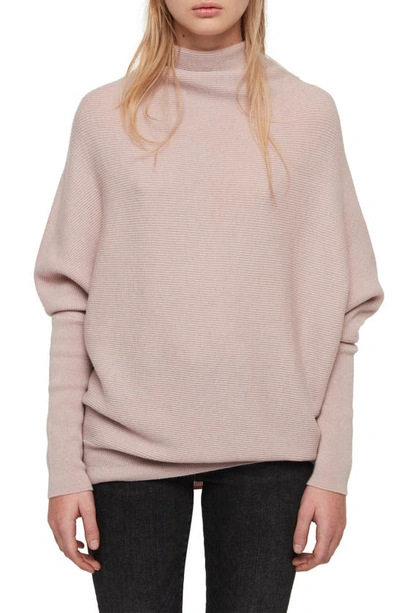 Shop Allsaints Ridley Funnel Neck Wool & Cashmere Sweater In Baby Pink