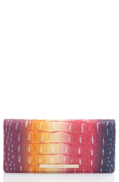 Shop Brahmin Ady Croc Embossed Leather Wallet In Confection