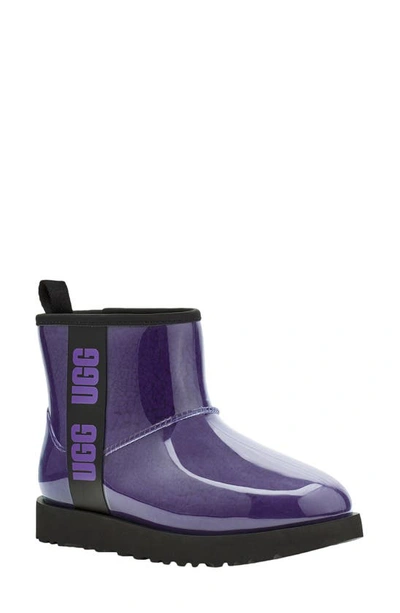 Shop Ugg (r) Classic Mini Waterproof Clear Boot In Violet Night / Black