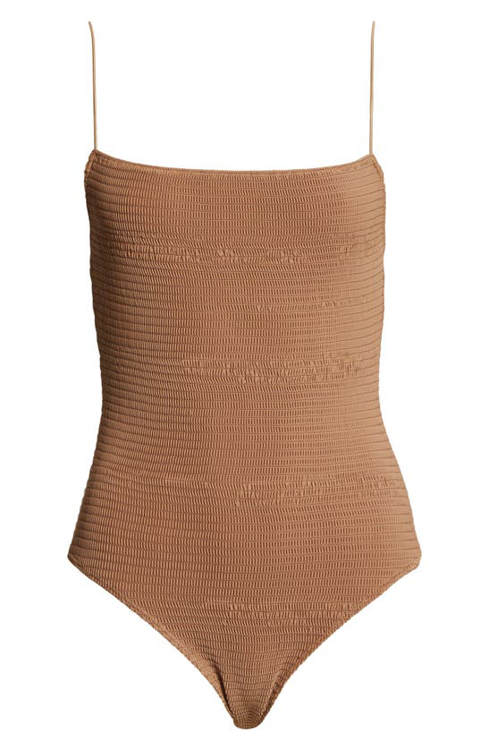 Toteme Smocked One Piece Swimsuit In Nougat Modesens