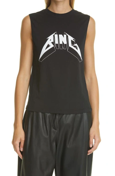 Shop Anine Bing Lennon Organic Cotton Graphic Muscle Tee In Black