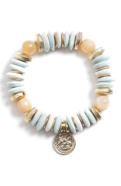 Shop Akola Bluebell Ugandan Coin Charm Bracelet In Aqua