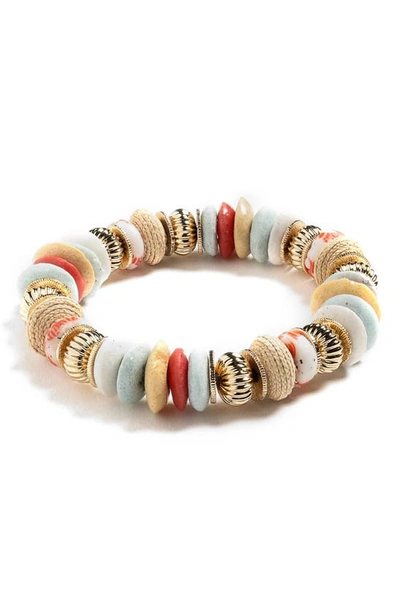 Shop Akola Lucia Beaded Stretch Bracelet In Multi/ Beige