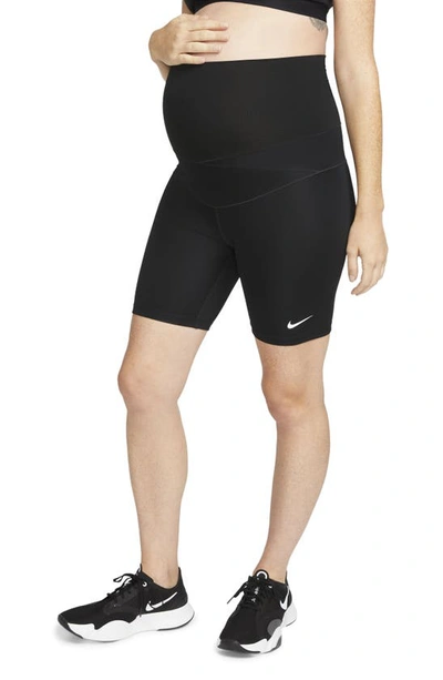 Shop Nike Maternity Dri-fit Performance Bike Shorts In Black/ White