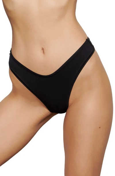 Shop Skims Cotton Jersey Dipped Thong In Soot