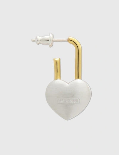 Shop Ambush Small Heart Padlock Earring In Silver