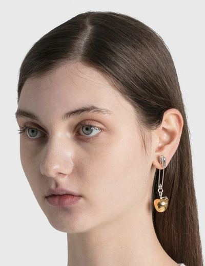 Shop Ambush Apple Charm Earring With Safety Pin In Gold