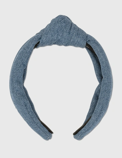 Shop Lele Sadoughi Denim Knotted Headband In Blue