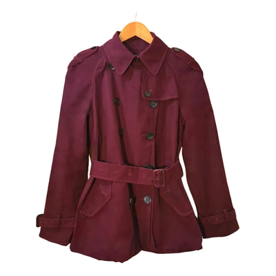 Pre-owned Coach Trench Coat In Burgundy