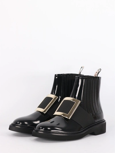 Shop Roger Vivier Viv 'rangers Chelsea Boots In Leather In Black