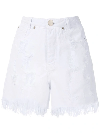 Shop Olympiah Ripped Demin Shorts In 白色
