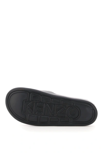 Shop Kenzo Tiger Head Pool Slides In Black