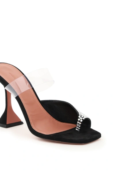 Shop Amina Muaddi Crystal Mules Sandal In Black