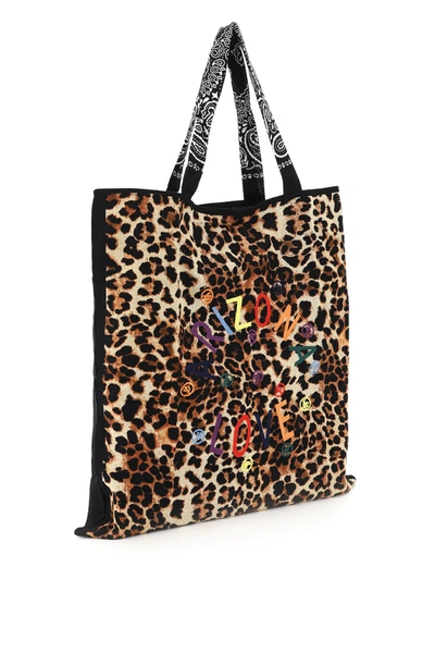 Shop Arizona Love Beach Shoulder Bag With Animalier Print In Beige,brown