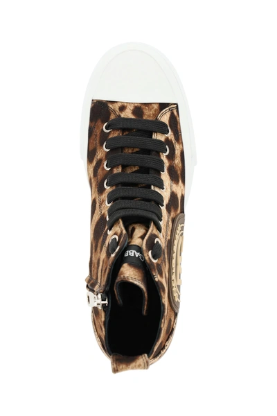 Shop Dolce & Gabbana Portofino Sneakers With Leopard Print In Brown,white