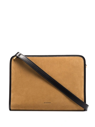 Shop Jil Sander Binding Shoulder Bag In 中性色