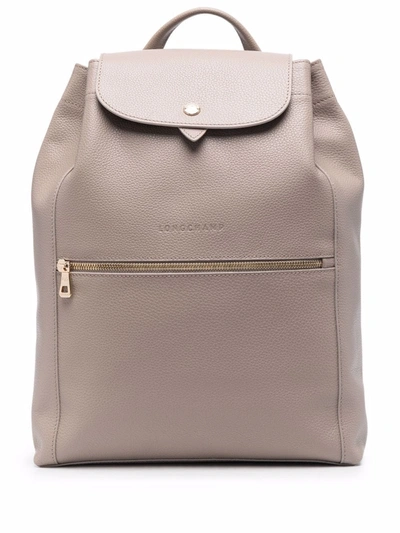 Shop Longchamp Le Foulonné Leather Backpack In 中性色