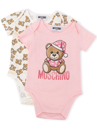 Shop Moschino Teddy Bear Body Set In 粉色