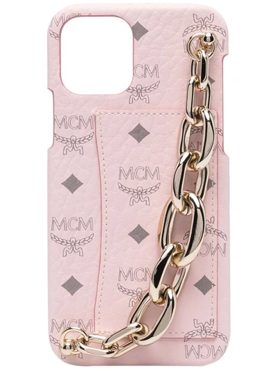 Shop Mcm Visetos Chain-trim Iphone 12 Case In 粉色