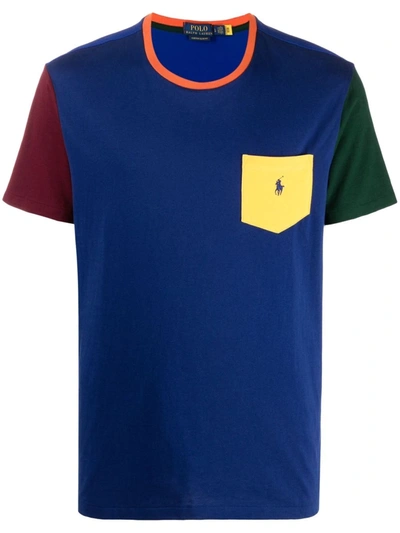 Polo Ralph Lauren Icon Logo Pocket Color Block T-shirt In Royal Blue-blues  | ModeSens