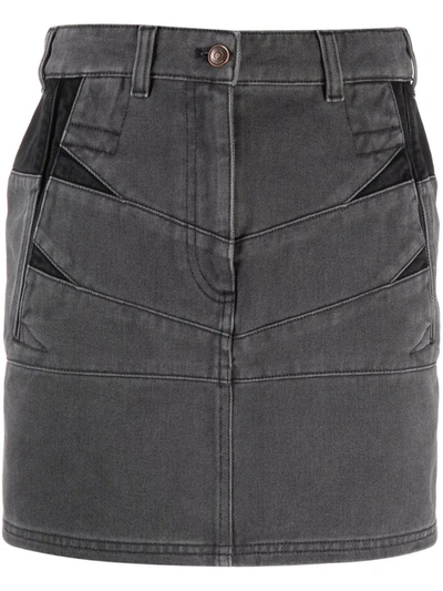 Shop Kenzo Panelled Denim Skirt In 灰色
