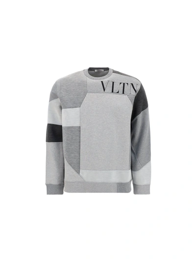Shop Valentino Sweatshirt In Grigio Melange/nero
