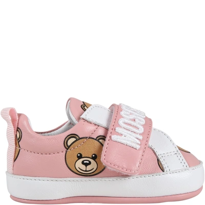 Shop Moschino Multicolor Sneakers For Baby Girl In Pink