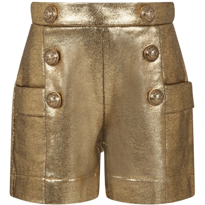Shop Balmain Golden Shorts For Girl With Iconic Buttons