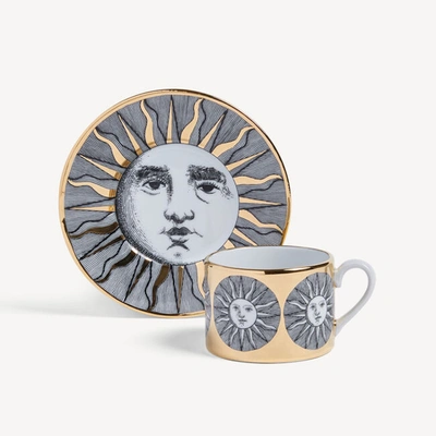 Shop Fornasetti Tea Cup Sole In White/black/gold