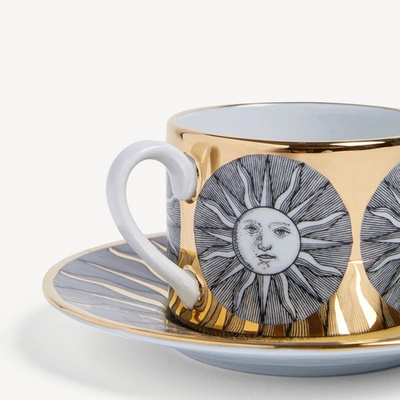 Shop Fornasetti Tea Cup Sole In White/black/gold
