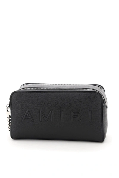 Shop Amiri Double Zip Pouch In Black (black)