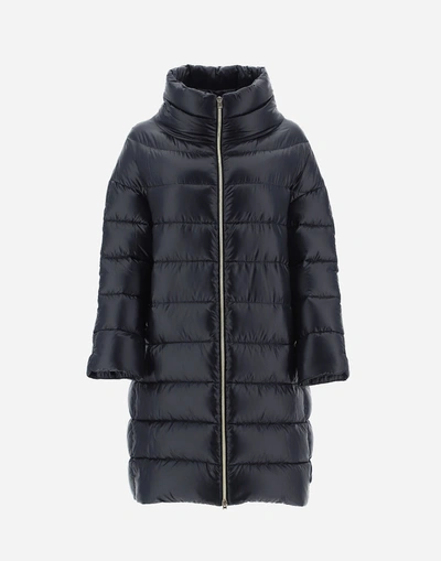 Herno Iconico Woman Puffer Midnight Blue Size 4 Polyamide In Black