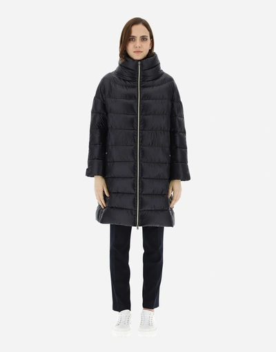 Herno Iconico Woman Puffer Midnight Blue Size 4 Polyamide In Black