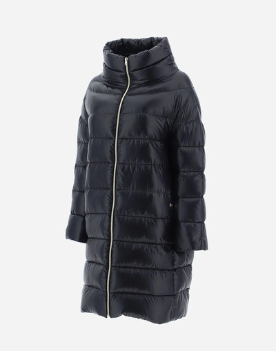 Herno Iconico Woman Puffer Midnight Blue Size 4 Polyamide In Black