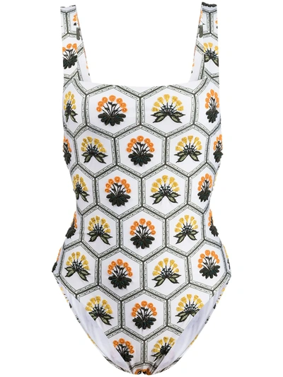 Shop Agua By Agua Bendita Cafe One-piece Swimsuit In Weiss
