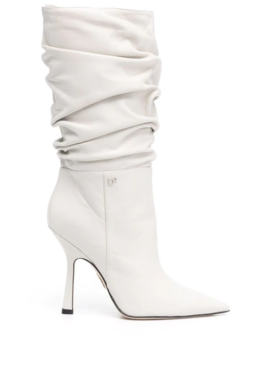 Shop Dsquared2 Blair Ruched Calf Boots In Weiss