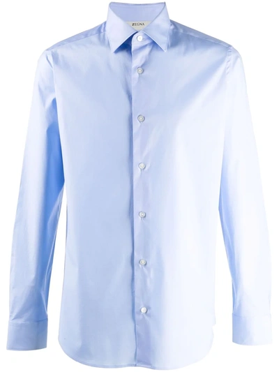 Shop Ermenegildo Zegna Cotton-blend Shirt In Blau