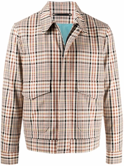 Shop Paul Smith Check-print Cotton Jacket In Nude