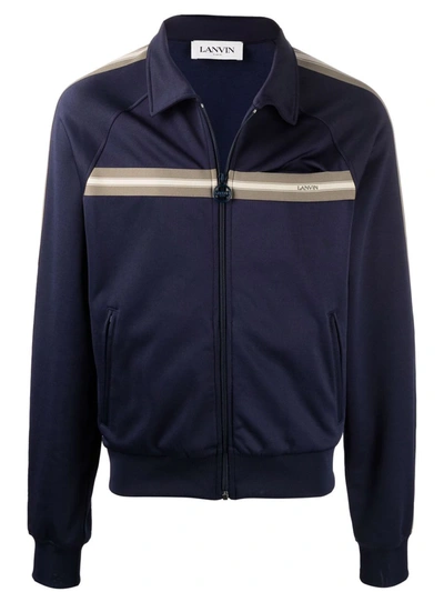 Shop Lanvin Stripe Detail Zipped Jacket In Blau