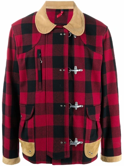 Shop Fay Check Single-breasted Jacket In Rot