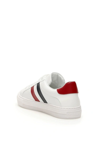 Shop Moncler Ariel Leather Sneakers In White,blue,red