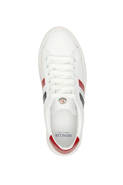 Shop Moncler Ariel Leather Sneakers In White,blue,red