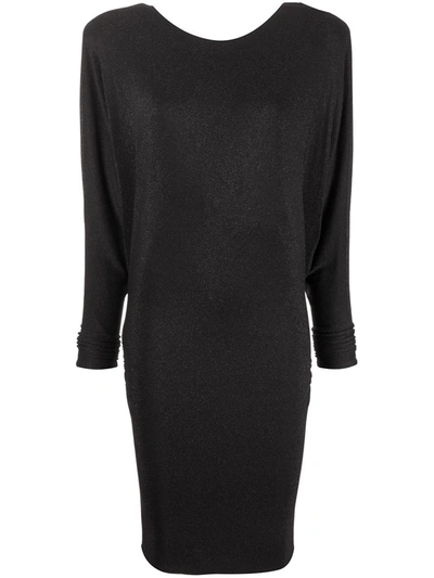 Shop Alexandre Vauthier Wide-shoulder Knitted Dress In Schwarz