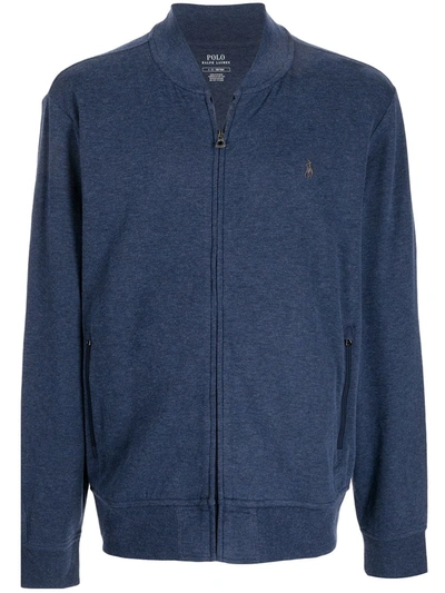 Polo Ralph Lauren Double Knit Jersey Half Zip Pullover In Blau